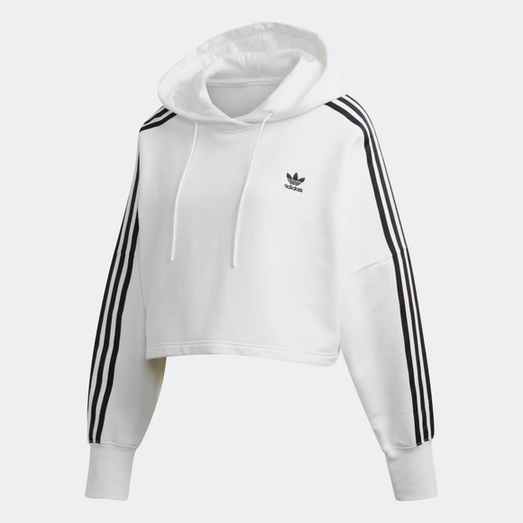 NWT ADIDAS ESSENTIALS 3-STRIPES CROPPED HOODIE - Picture 10 of 15